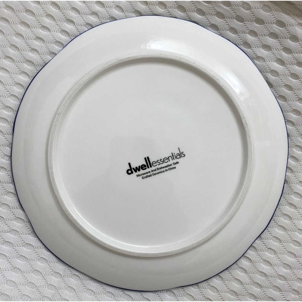 Dwell Essentials Blue White Floral Scalloped Ceramic Salad Dessert Plate - Picture 2 of 2